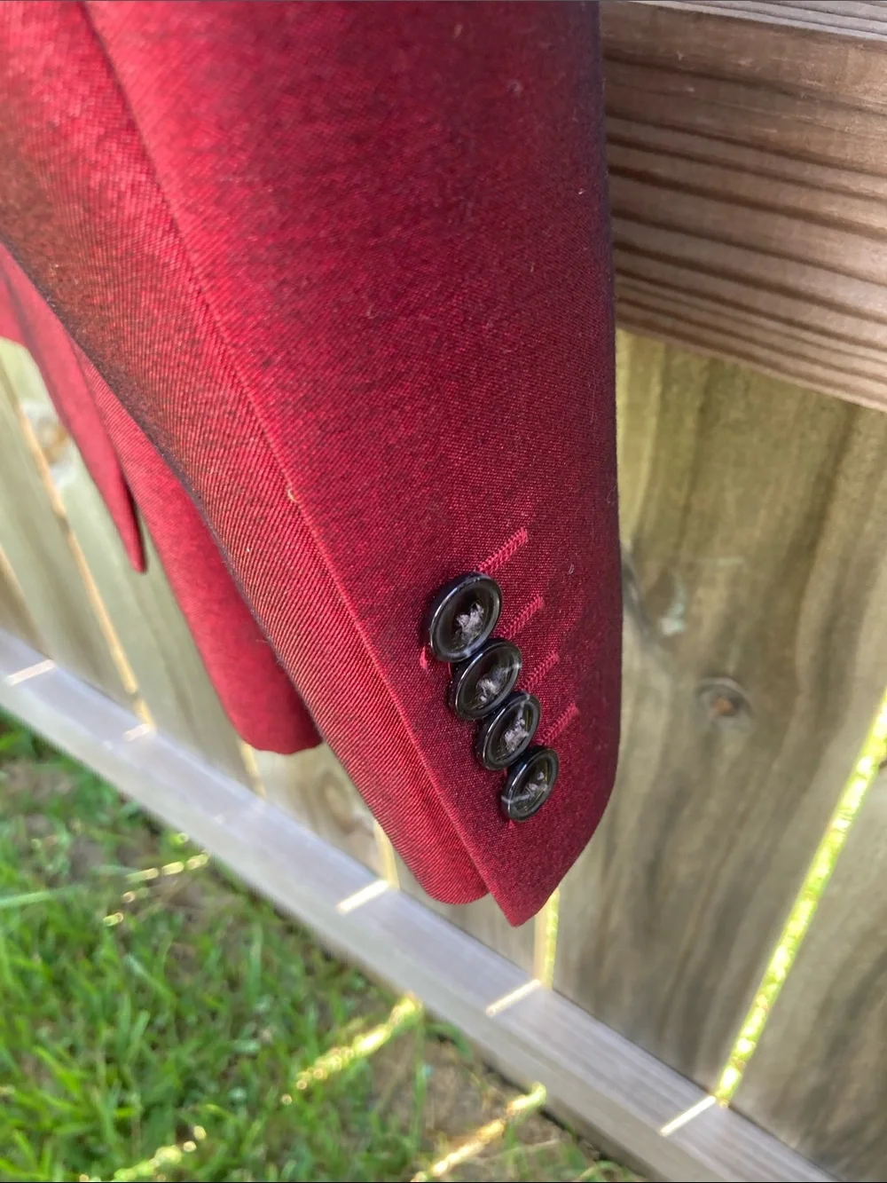 INC International Concepts Wine Red Blazer with Black Trim & Matching Pants